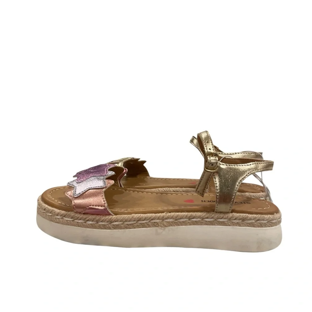 Steve Madden Starlight Sandals Metallic Gold and Pastel Colors Big Girls Size 4M